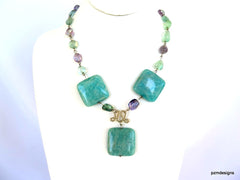 Amazonite and Fluorite Handmade Necklace, handmade jewelry
