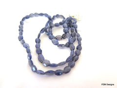 Double Strand Iolite Necklace with Artisan Silver Clasp - PZM Designs 
