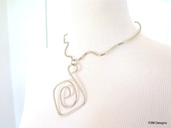 Silver Wire Choker, Artisan Metal Necklace - PZM Designs 