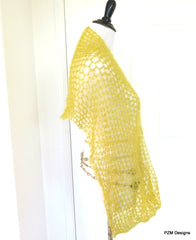 Mustard Yellow Silk Mohair Loop Scarf, Hand Crochet Large Infinity Scarf - PZM Designs 