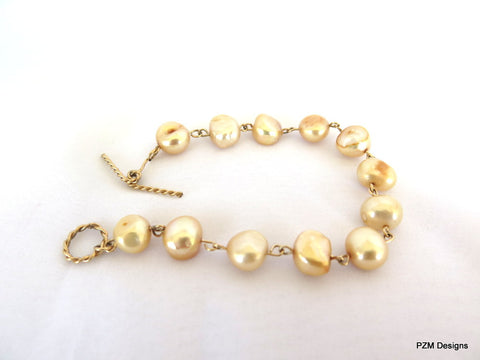 Gold Pearl Bracelet set in 14 Kt Gold Fill
