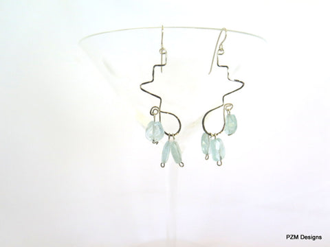 Aquamarine Earrings, March Birthstone - Handmade Earrings