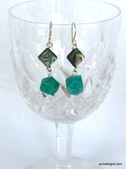 Abalone and Amazonite handmade drop earrings