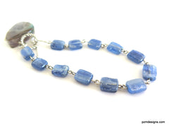 Blue Kyanite Tennis Bracelet, Blue Gemstone Line Bracelet - PZM Designs 