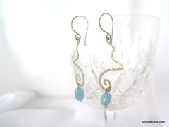 Art Deco Aquamarine Dangle Earrings, Gift for her - PZM Designs 