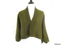 Dark Green Hand Knit Cardigan Sweater