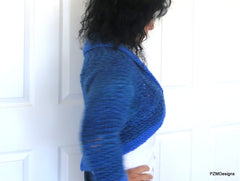 Blue Crochet Sweater Shrug