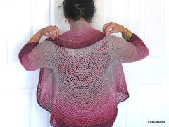 Crochet Circle Shrug, Large Ombre Boho Shrug