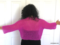 Hot Pink Silk Mohair Crochet Cardigan