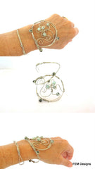 Mint Jasper Hand Bracelet, Wire Wrapped Hand Cuff, Boho Chic Wrist Cuff - PZM Designs 