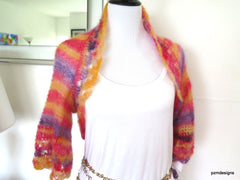 Pastel mohair sweater, silk mohair hand knit shrug, luxury fine knitwear - PZM Designs 