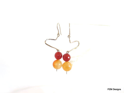 Orange Carnelian and fire agate gemstone earrings, gift for her