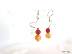 Orange Carnelian and fire agate gemstone earrings, gift for her - PZM Designs 