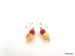 Orange Carnelian and fire agate gemstone earrings, gift for her - PZM Designs 