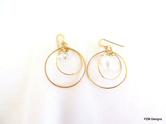 Gold Quartz Point Hoop Earrings, Gift for Her - PZM Designs 