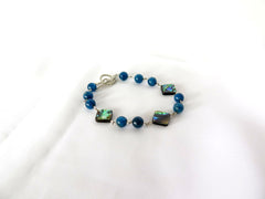 Abalone and Blue Apatite Tennis Bracelet, Artisan Jewelry, Handmade Jewelry, Gemstone Jewelry