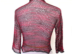 Red and Black Crochet Cropped Light Weight Shrug