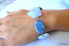 Blue Lace Agate Bracelet with Kyanite Accents - PZM Designs 