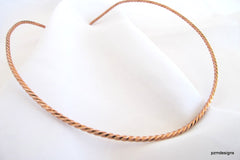Twisted copper choker, hammered tribal pendant slide, artisan copper necklace - PZM Designs 