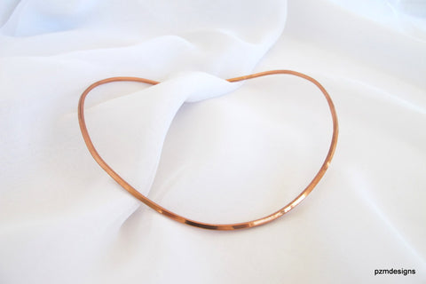 Square Copper Neck Wire, hammered copper pendant slide, hand crafted copper choker