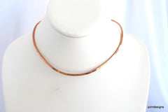 Square Copper Neck Wire, hammered copper pendant slide, hand crafted copper choker - PZM Designs 