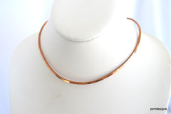 Square Copper Neck Wire, hammered copper pendant slide, hand crafted copper choker - PZM Designs 