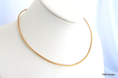 Gold brass choker, hammered neck wire - PZM Designs 