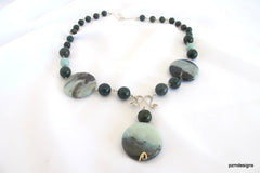 Bloodstone and Amazonite Gemstone Necklace - PZM Designs 