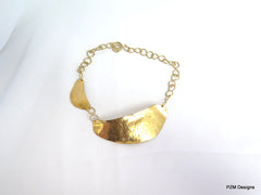 Gold Hammered Brass Collar, Artisan Asymmetric Neck Piece - PZM Designs 
