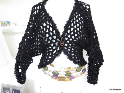 Black Fishnet Crochet Sweater Shrug