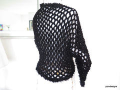 Black Fishnet Crochet Sweater Shrug - PZM Designs 
