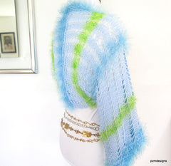 Light Blue Summer Shrug, Lacy Knit Sweater Shrug, Gift for Teens - PZM Designs 