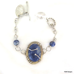 Artisan silver bracelet with deep blue sodalite gemstones - PZM Designs 