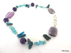 Apatite necklace, Amethyst necklace, Fluorite Necklace, handmade necklace, handmade jewelry