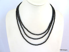 Black Spinel Triple Strand Necklace - PZM Designs 