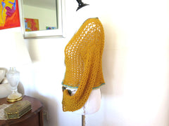 Marigold  Crochet Jacket, Hand Crochet Yellow Sweater Shrug - PZM Designs 