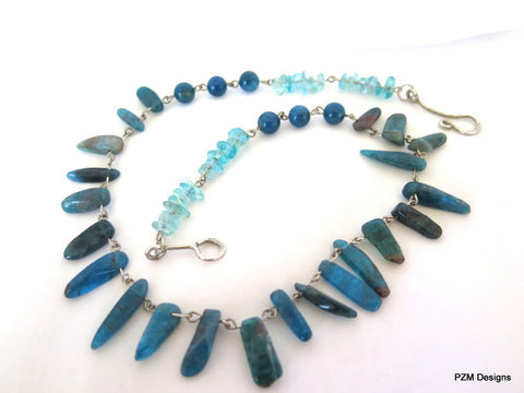 Neon Blue Apatite Necklace, gift for her