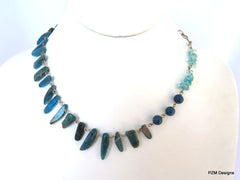 Neon Blue Apatite Necklace, gift for her - PZM Designs 