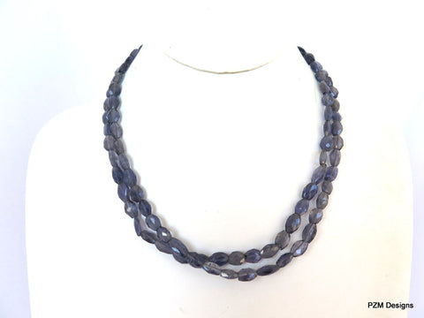 Double Strand Iolite Necklace with Artisan Silver Clasp