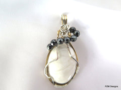 White Howlite Wire Wrapped Pendant, Gift for her - PZM Designs 