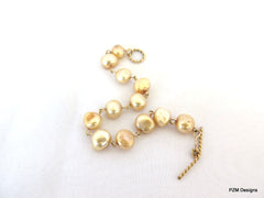 Gold Pearl Bracelet set in 14 Kt Gold Fill - PZM Designs 