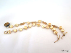 Gold Pearl Bracelet set in 14 Kt Gold Fill - PZM Designs 