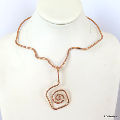 Copper Free Form Tribal Necklace Slide, Gift for Her