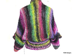 Over Sized Shrug, Trendy Layering Sweater Hand Knit Gift for Her - PZM Designs 