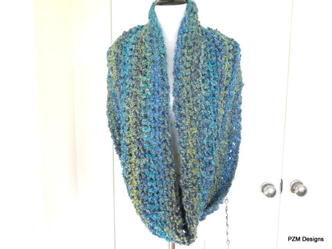 Thick Blue Cowl, Ultra Thick and Long Loop Scarf, Gift for Her