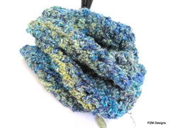 Thick Blue Cowl, Ultra Thick and Long Loop Scarf, Gift for Her - PZM Designs 