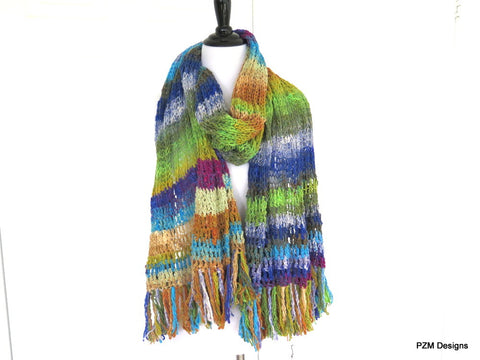 Noro Silk Shawl, Hand Knit Luxury Designer Wrap, Gift for Her