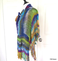 Noro Silk Shawl, Hand Knit Luxury Designer Wrap, Gift for Her - PZM Designs 