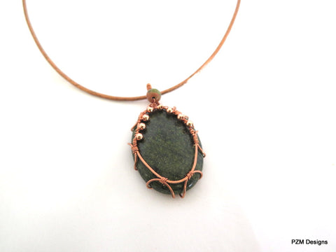 Large Russian Serpentine Pendant Woven in Copper, gift for her