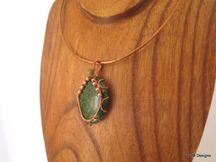 Large Russian Serpentine Pendant Woven in Copper, gift for her